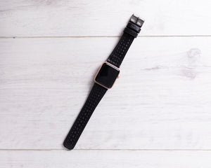 Genuine Leather Perforated Black Band for Apple Watch