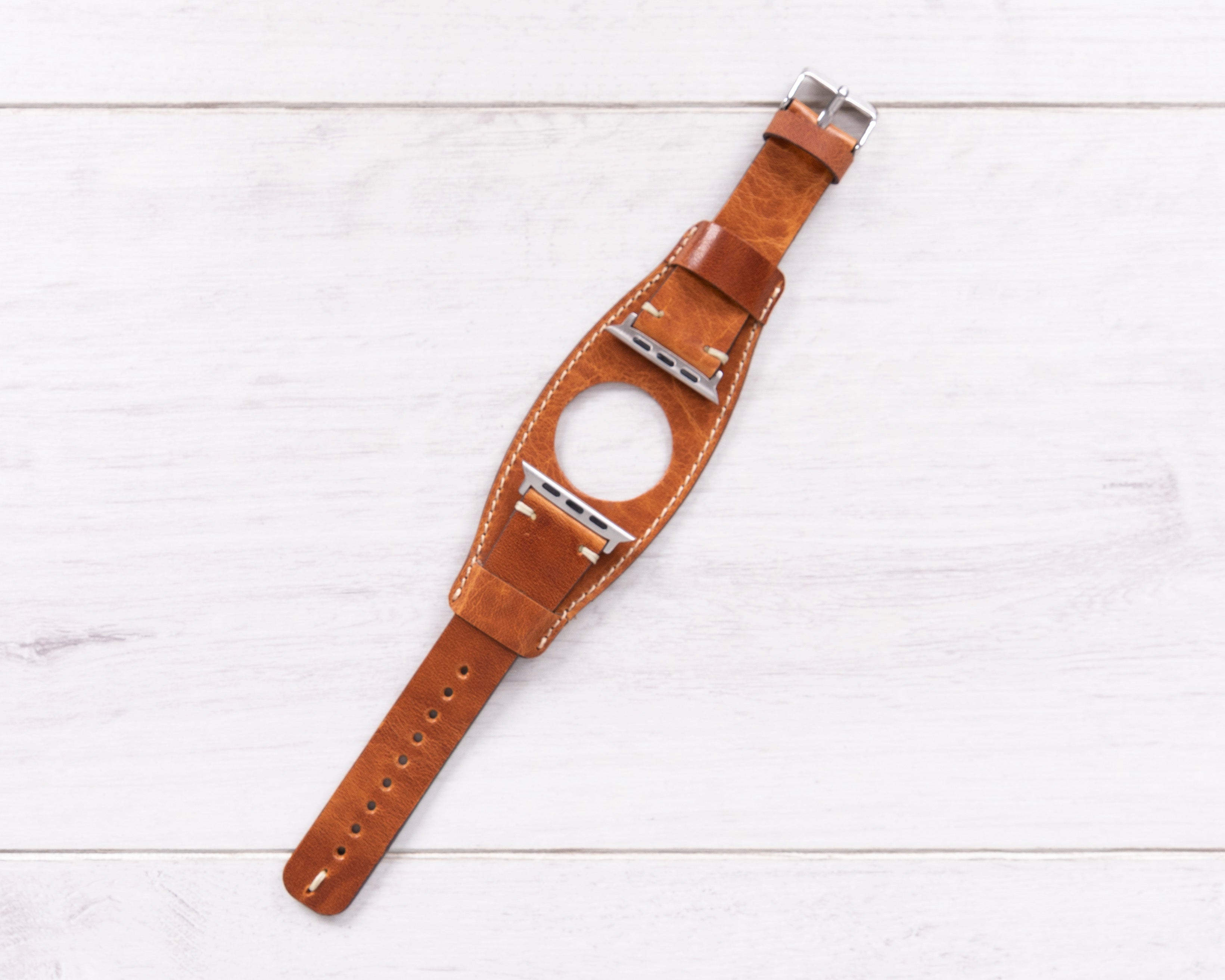 Camel Full Grain Leather Cuff for Apple Watch