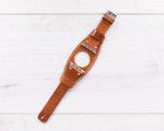 Camel Full Grain Leather Cuff for Apple Watch
