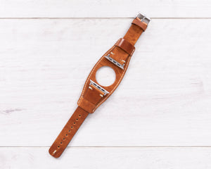 Camel Full Grain Leather Cuff for Apple Watch