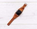 Camel Full Grain Leather Cuff for Apple Watch