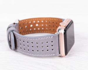 Gray Perforated Leather Band for Apple Watch