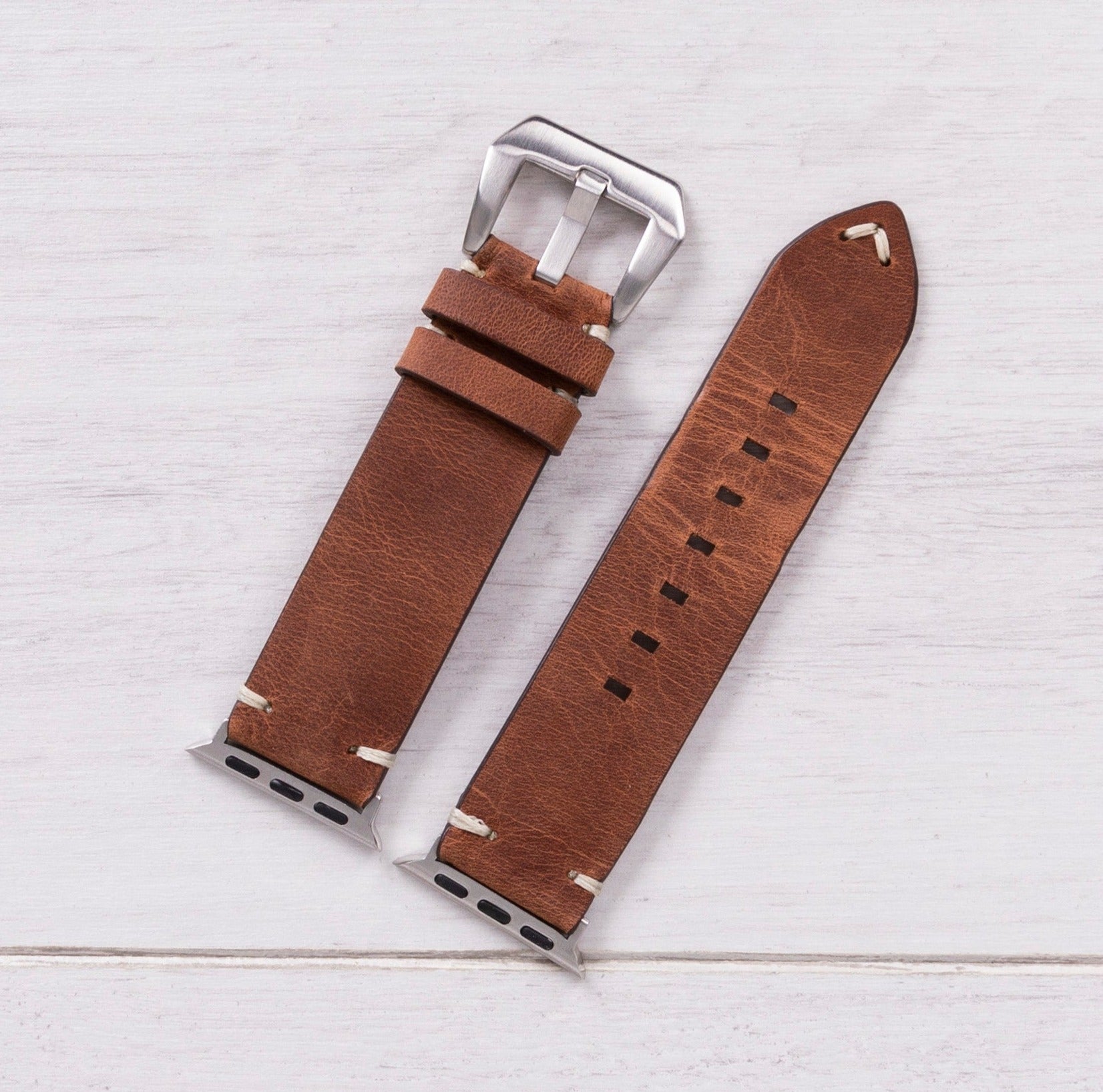 Antic Brown Leather Band for Apple Watch, Era Series