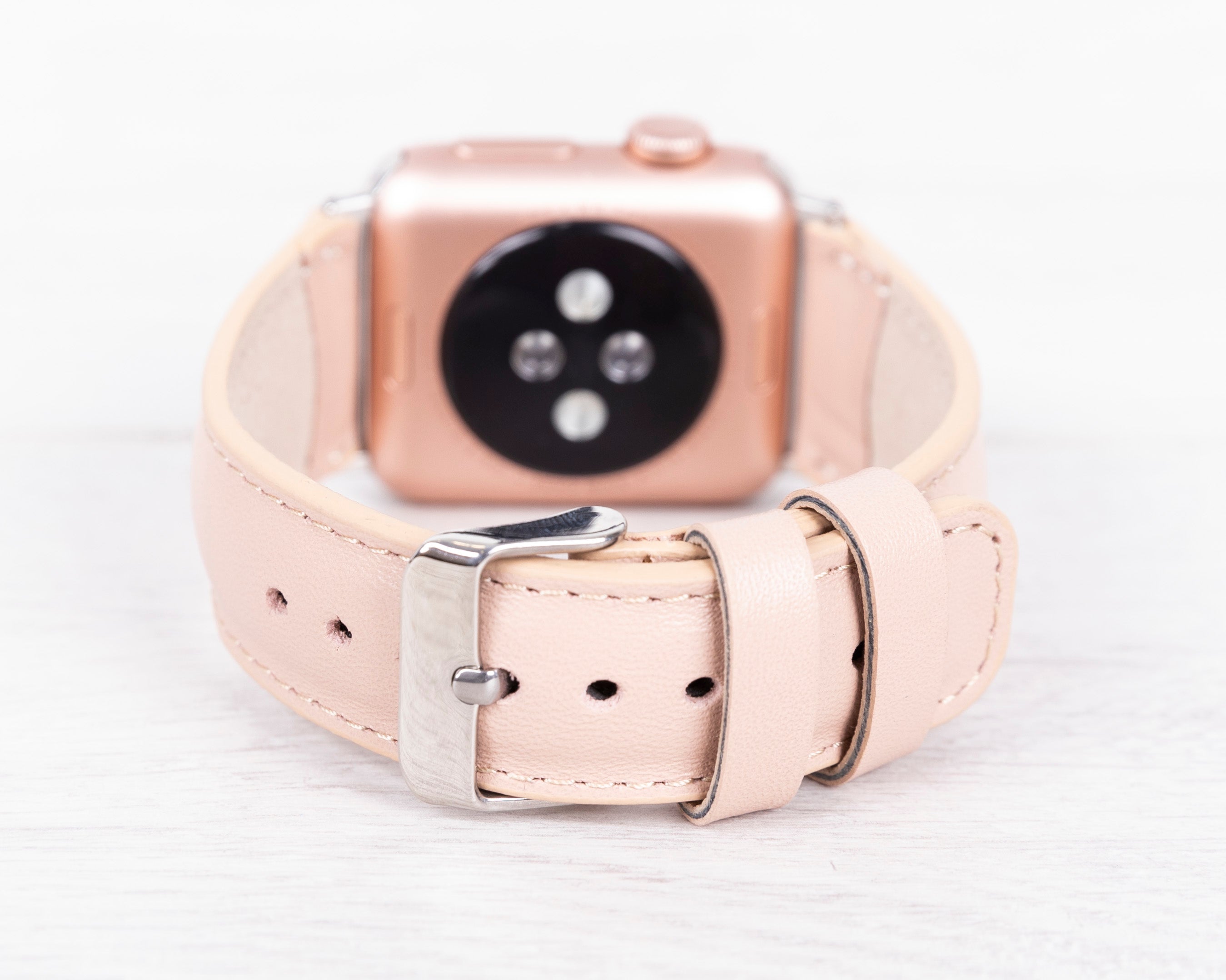 Slim Genuine Leather Apple Watch Band Rose Gold Iwatch Strap 