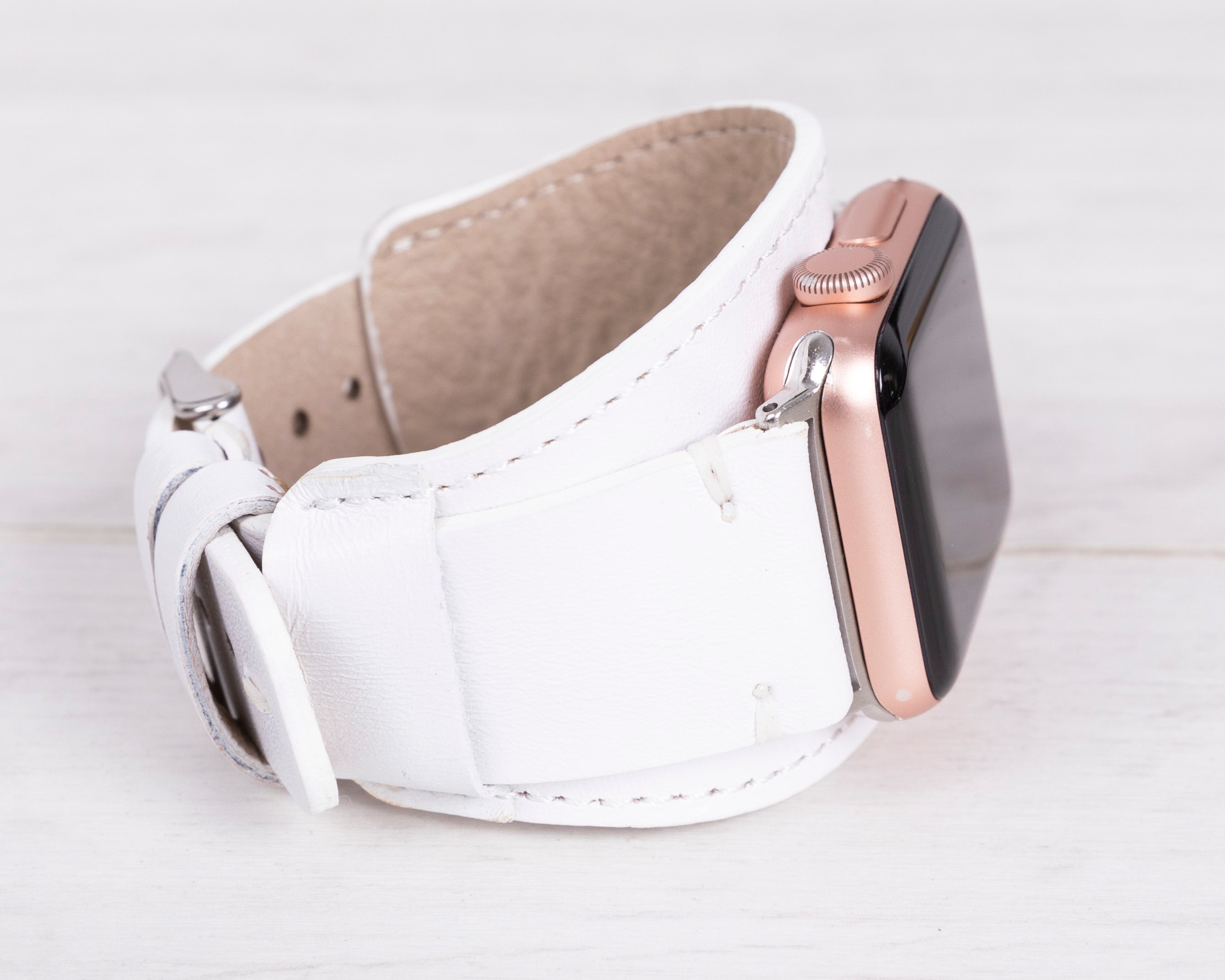 White Full Grain Leather Cuff for Apple Watch