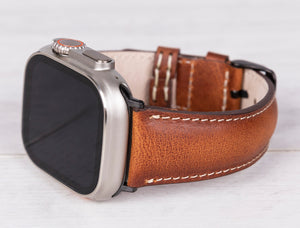 Genuine Leather Burnished Tan Band for Apple Watch 2x Large / Space Gray / 44/45/49mm