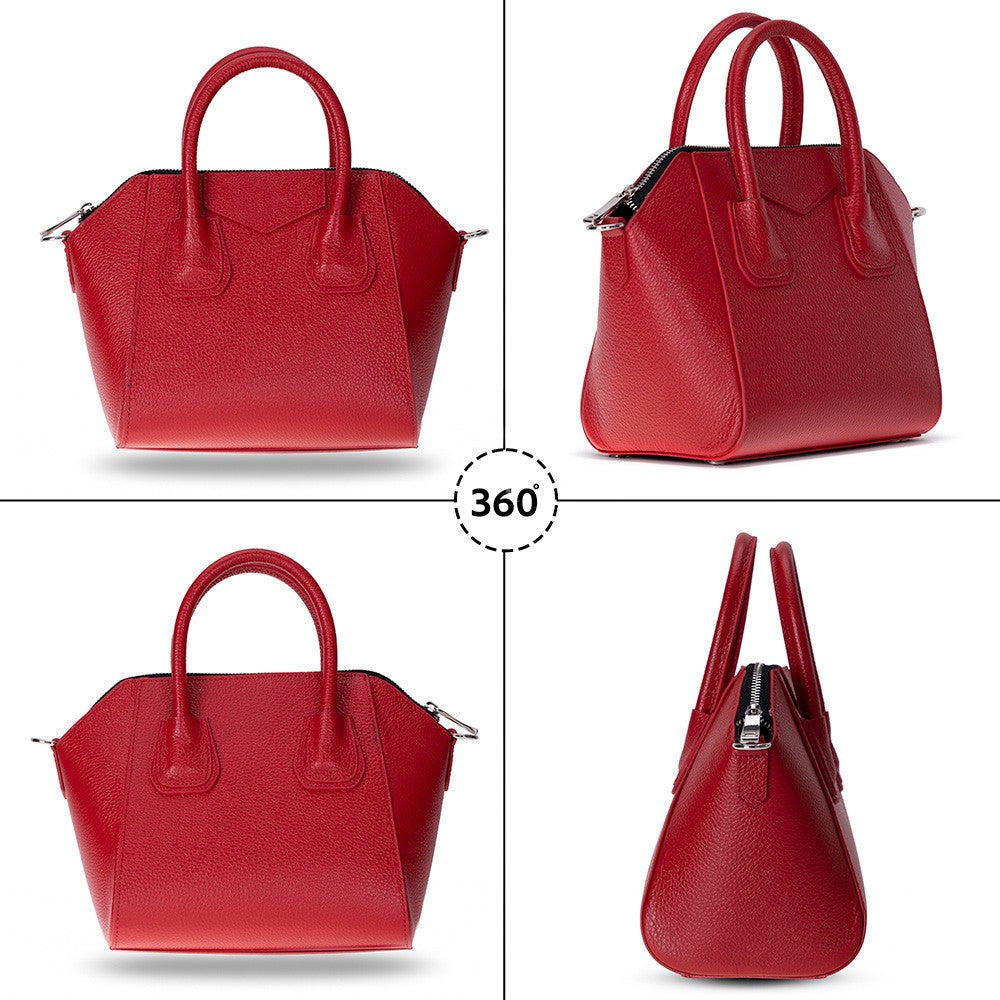 Alessia Women's Leather Bag, Red, Small