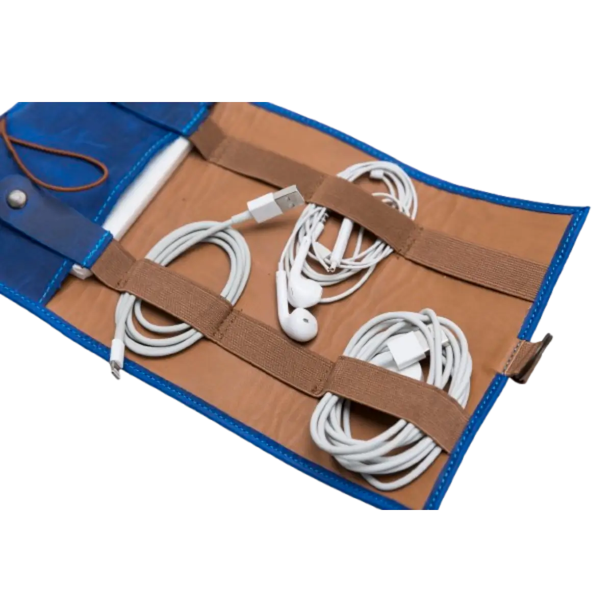 Blue Leather Cable Organizer
