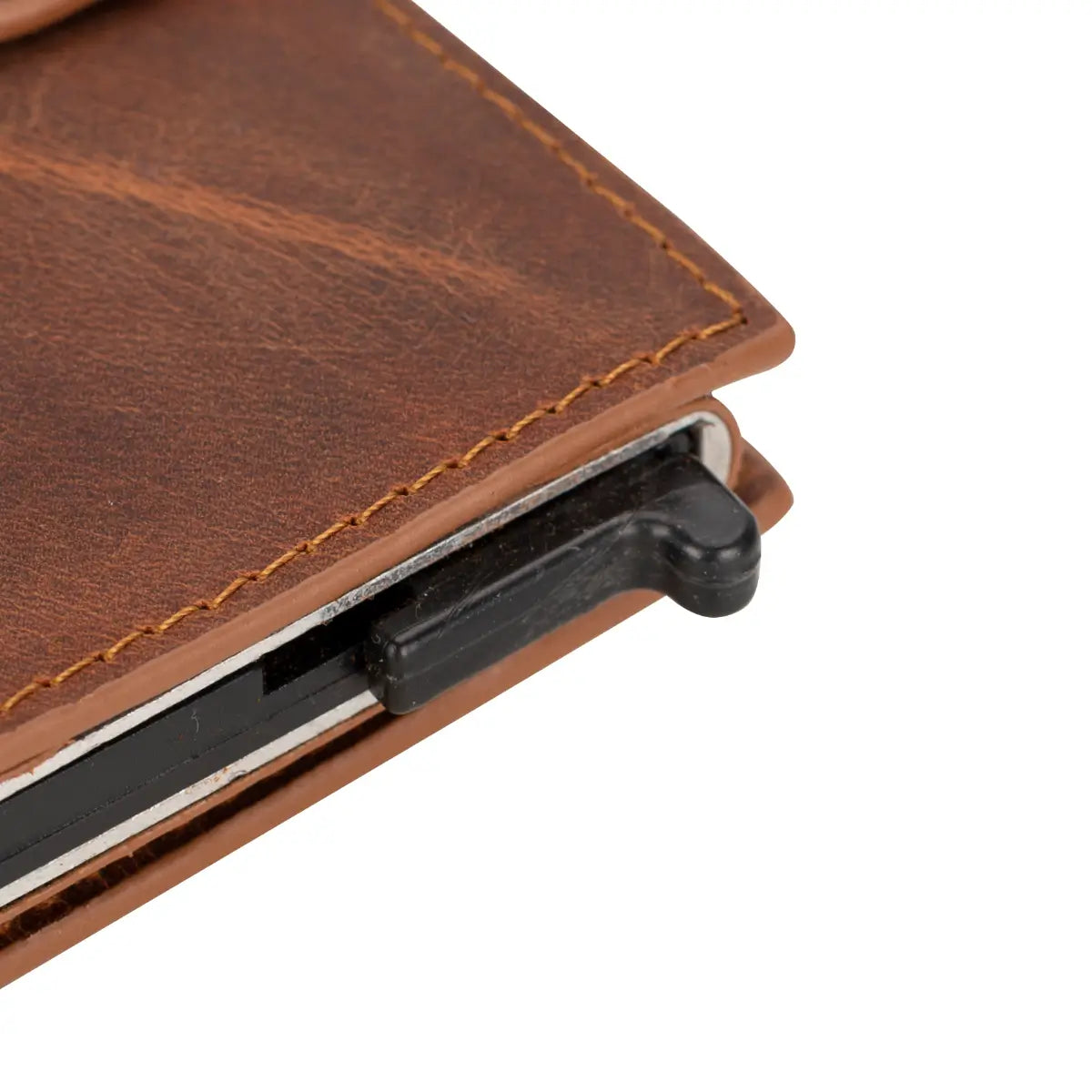 Palermo Leather Mechanical Card Holder-Distressed Brown