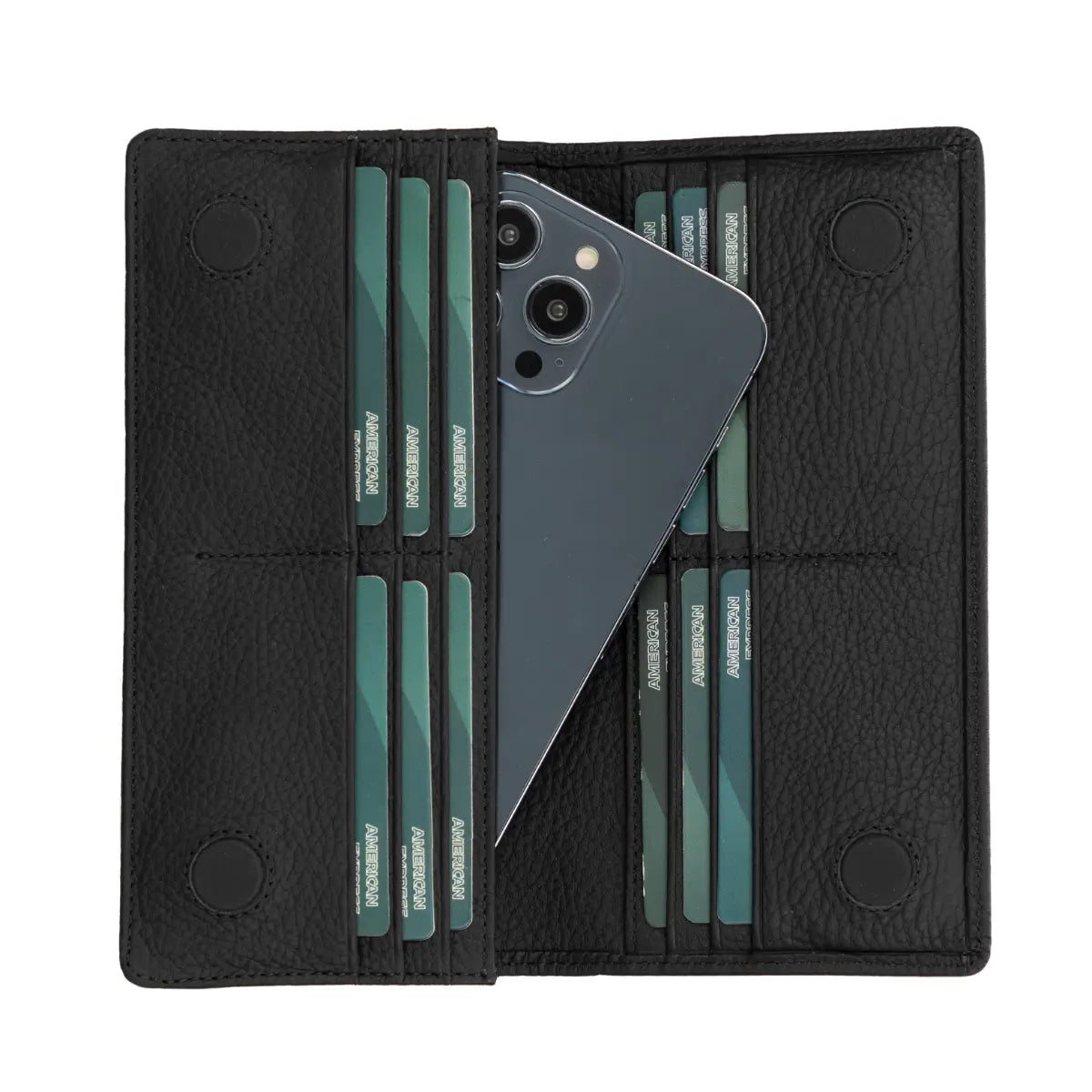 Women's Bifold Leather Wallet-Black (Basel)