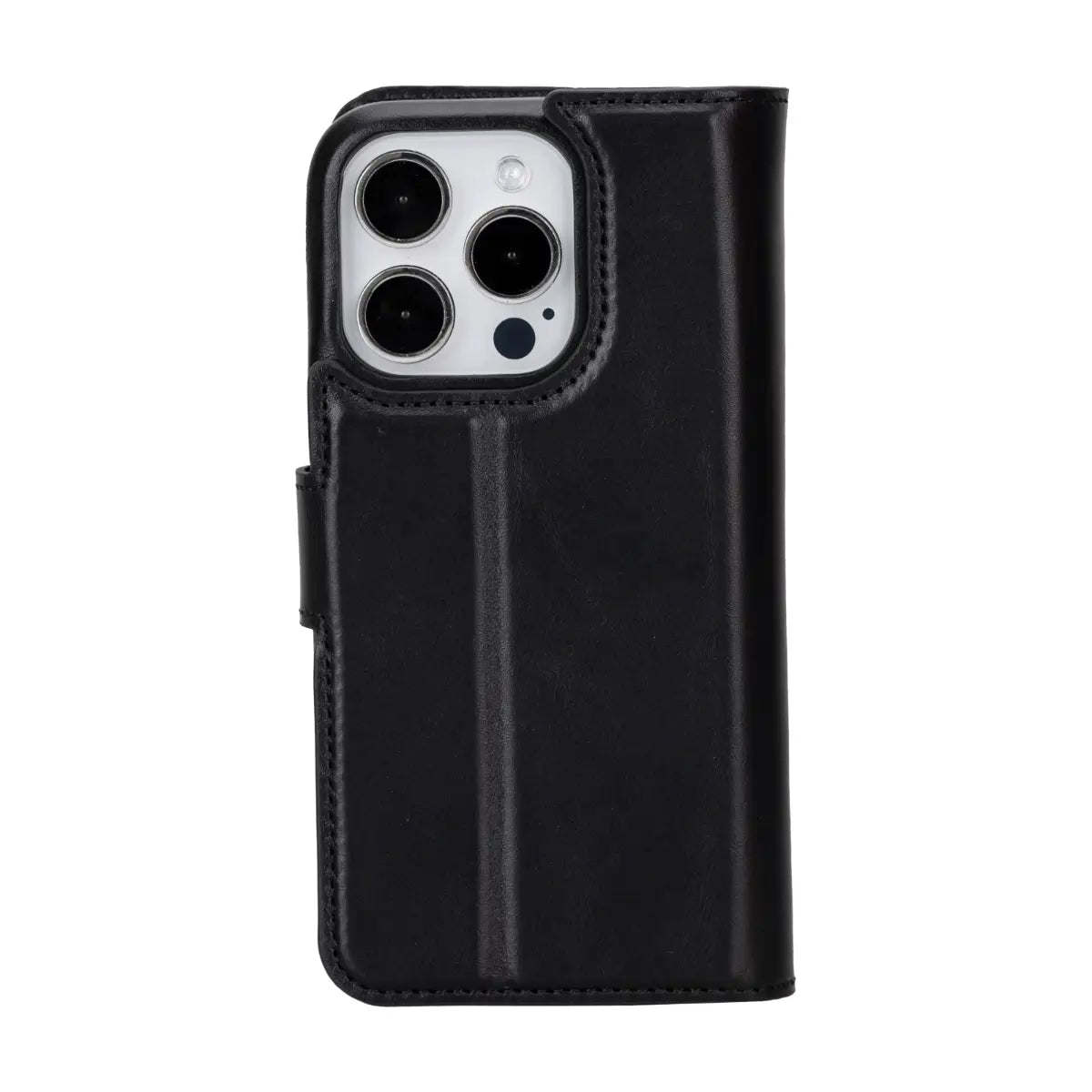 Black Leather Prestige Wallet Case for iPhone 15 Pro