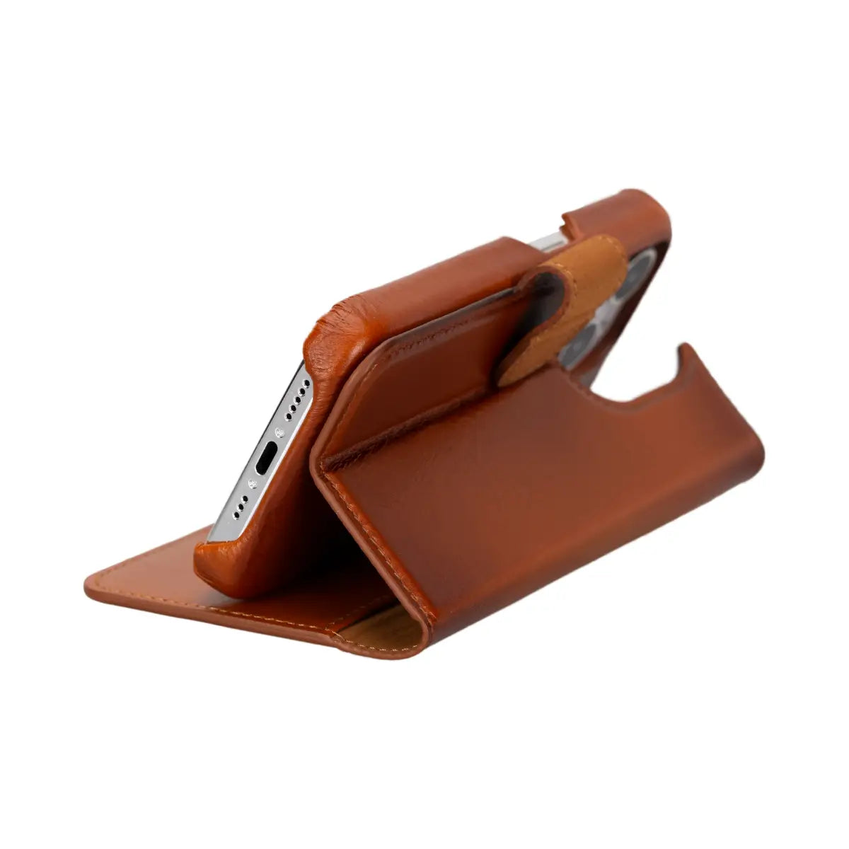 Burnished Tan Leather Prestige Wallet Case for iPhone 15 Pro
