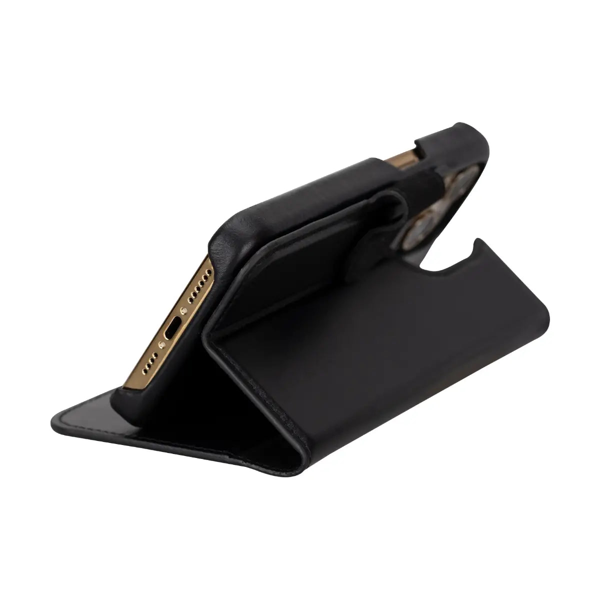 Black Leather Prestige Wallet Case for iPhone 15 Pro Max