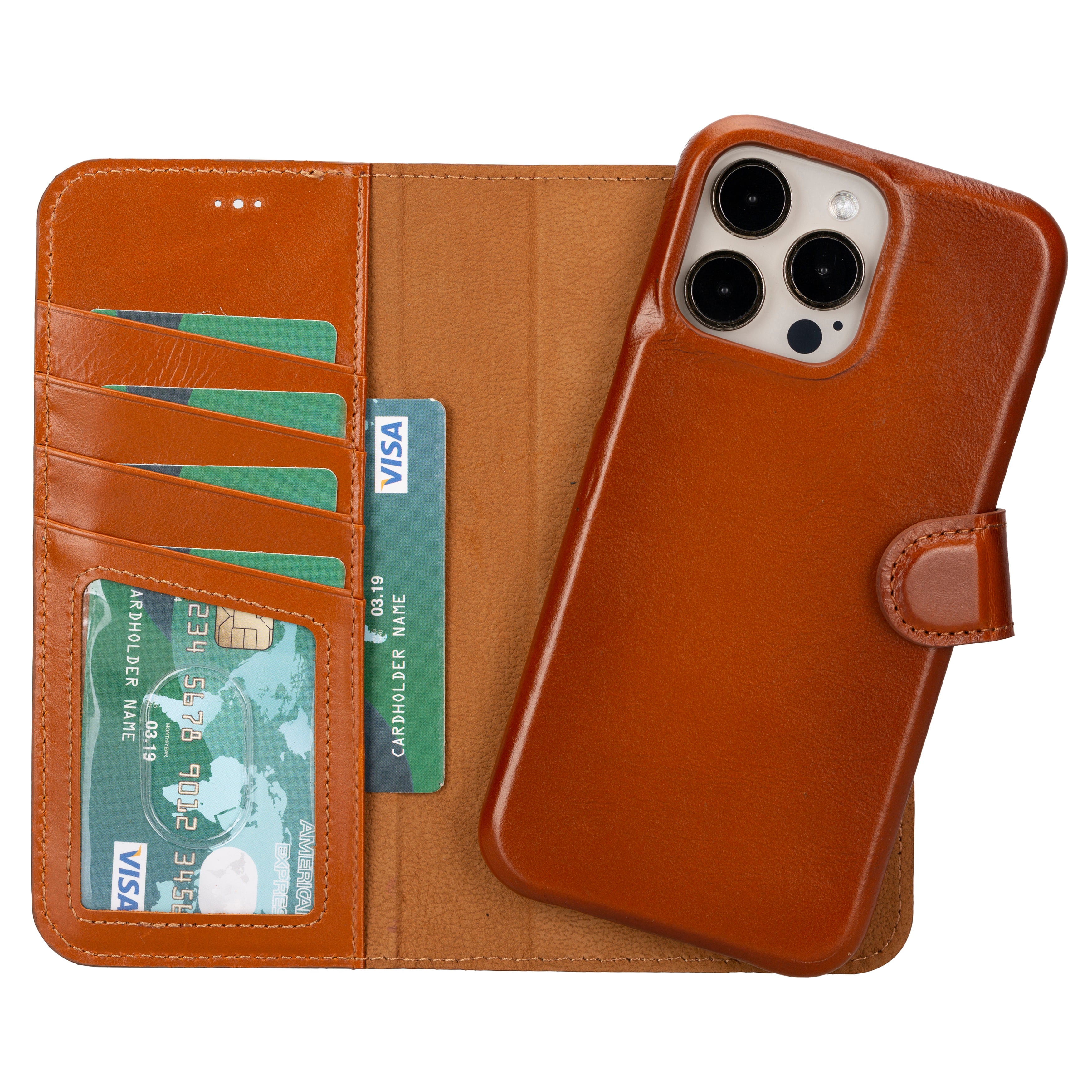 Tan Leather iPhone 15 Pro Max Prestige Wallet Case O2 Leather O2Leather