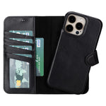 Black Leather Magnetic Wallet Case for iPhone 15 Pro MAX (6.7"), Prestige