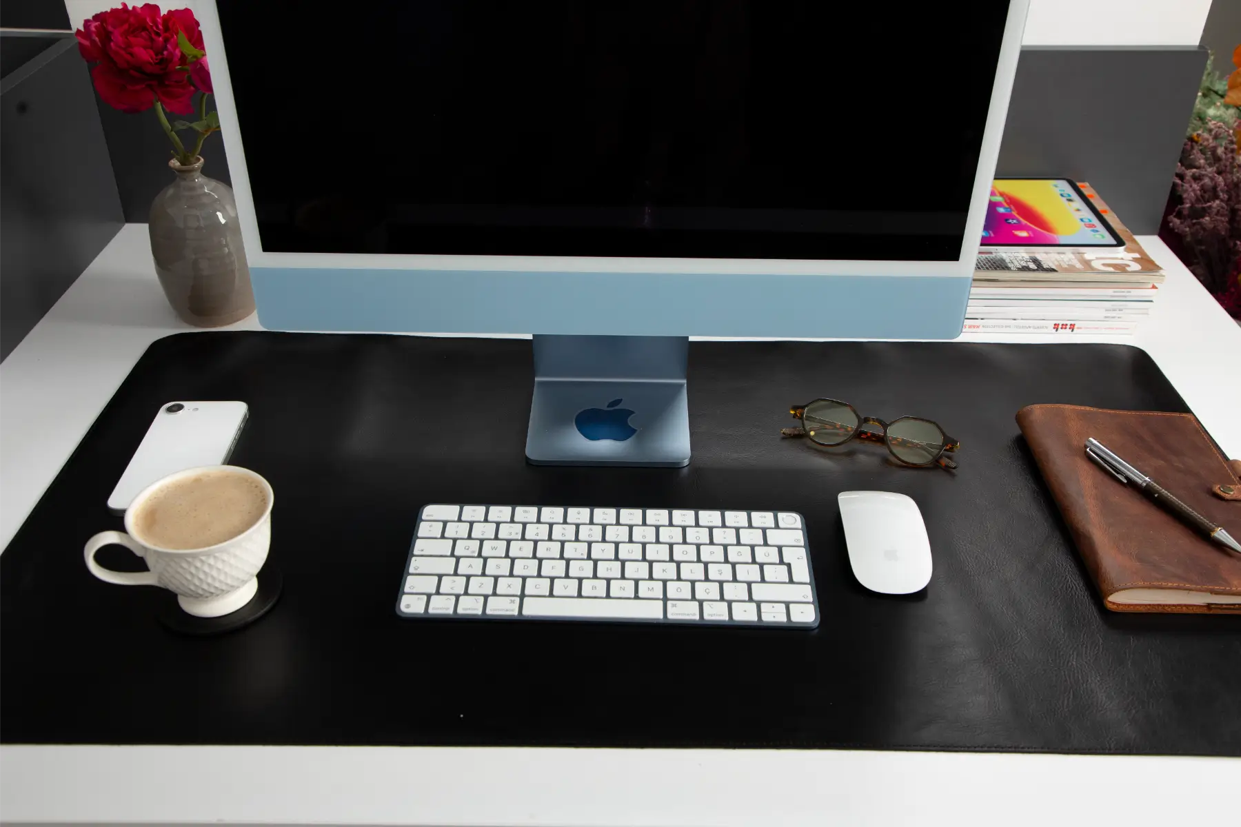 Black Leather Desk Mat-Large Size