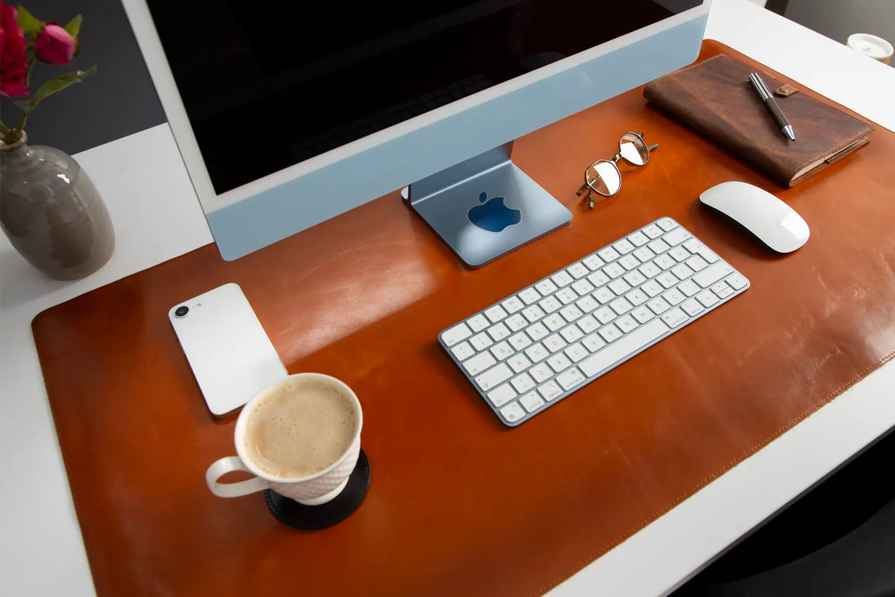 Burnished Tan Leather Desk Mat-Large Size