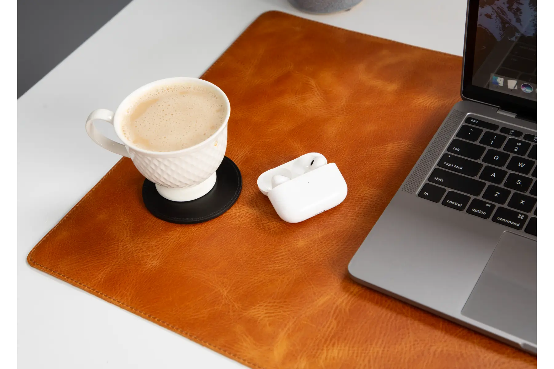Camel Brown Leather Desk Mat-Medium Size
