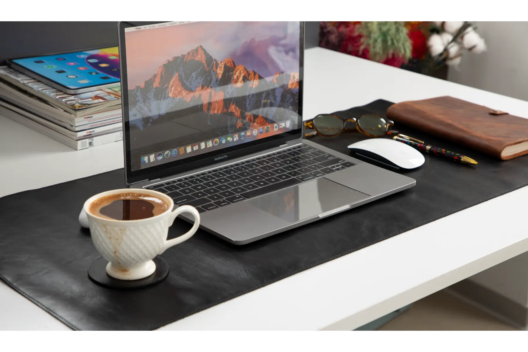 Black Leather Desk Mat-Medium Size