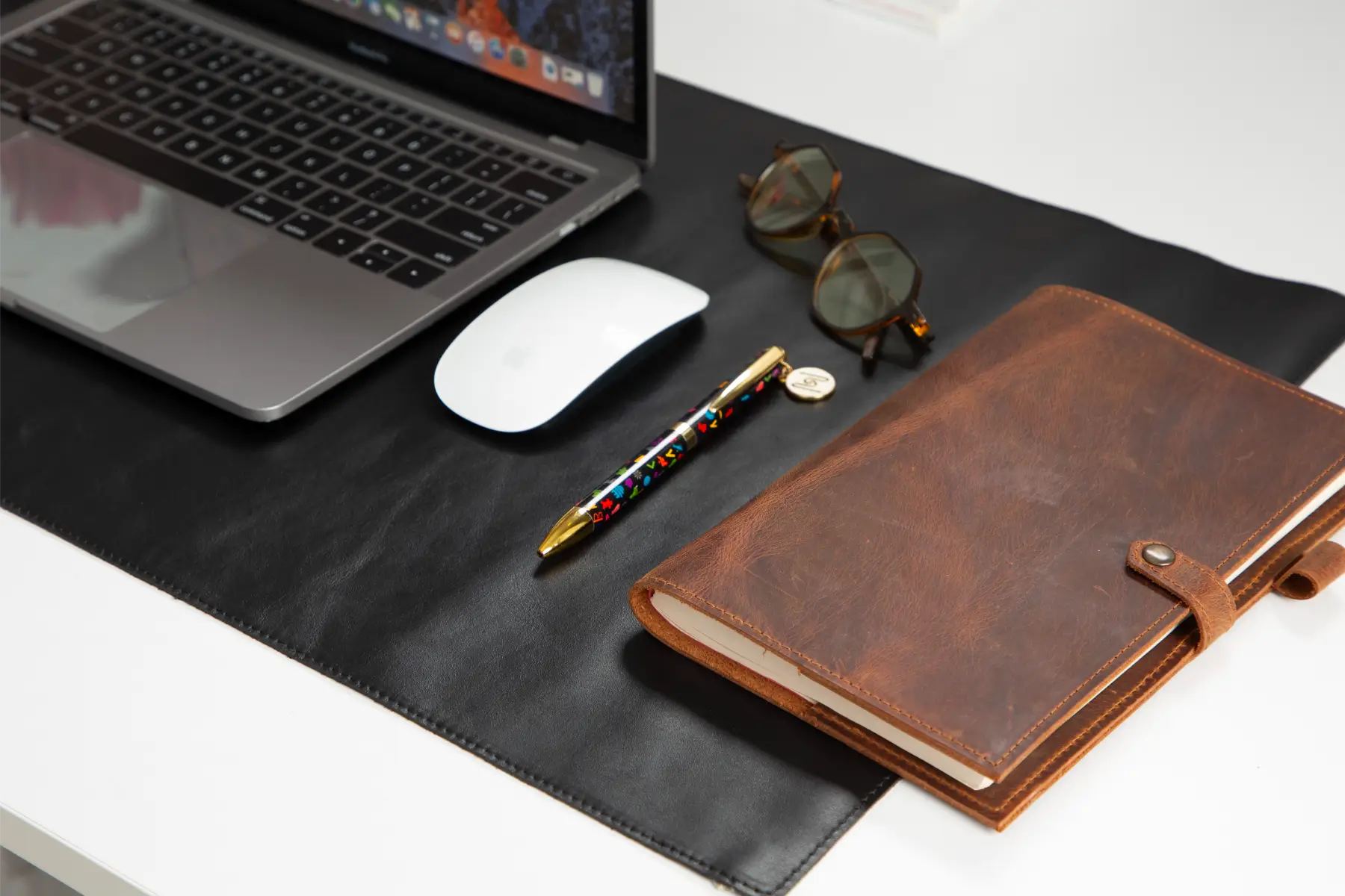 Black Leather Desk Mat-Medium Size