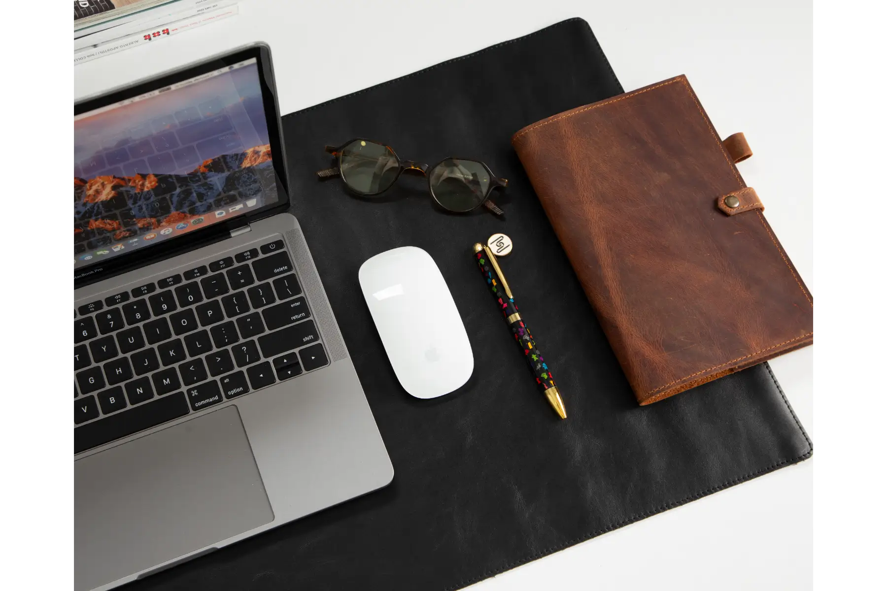 Black Leather Desk Mat-Medium Size