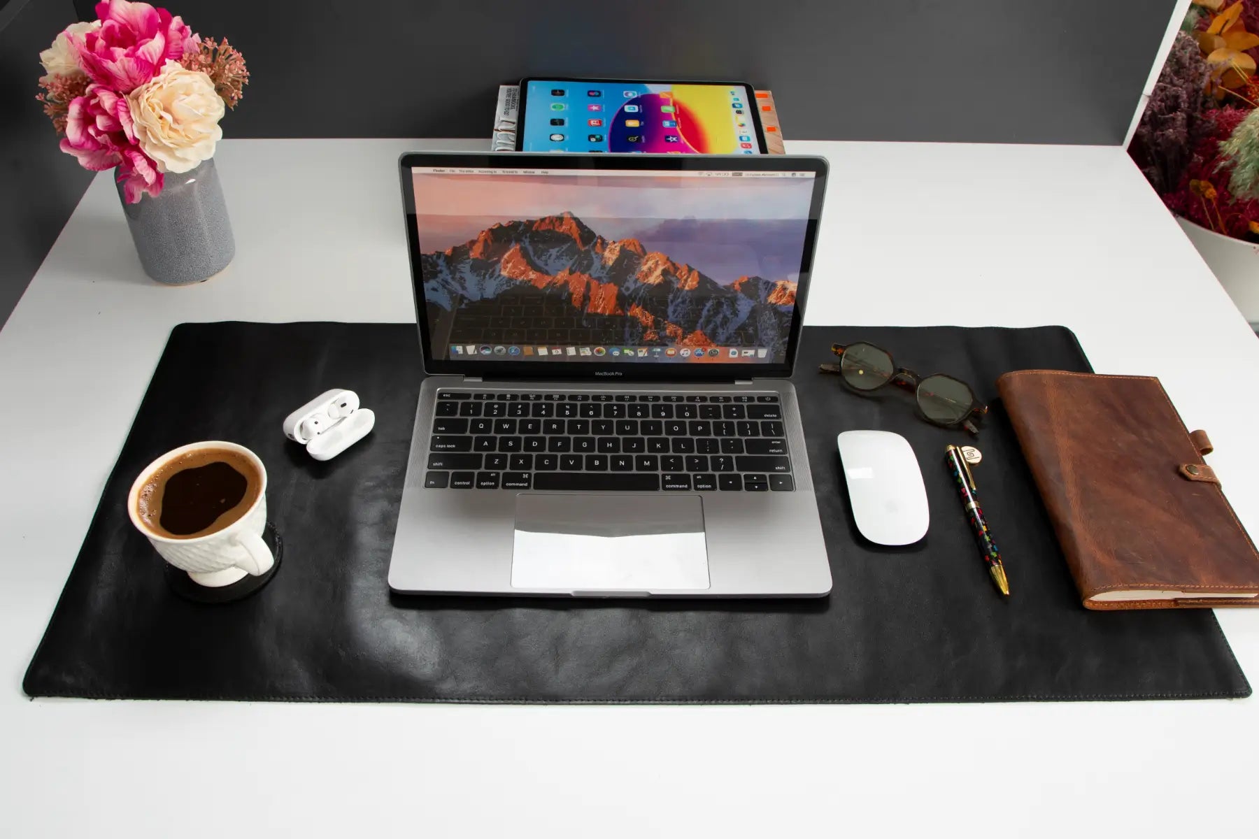 Black Leather Desk Mat-Medium Size