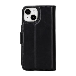 Black Leather Magnetic Case for iPhone 15 Plus (6.7")