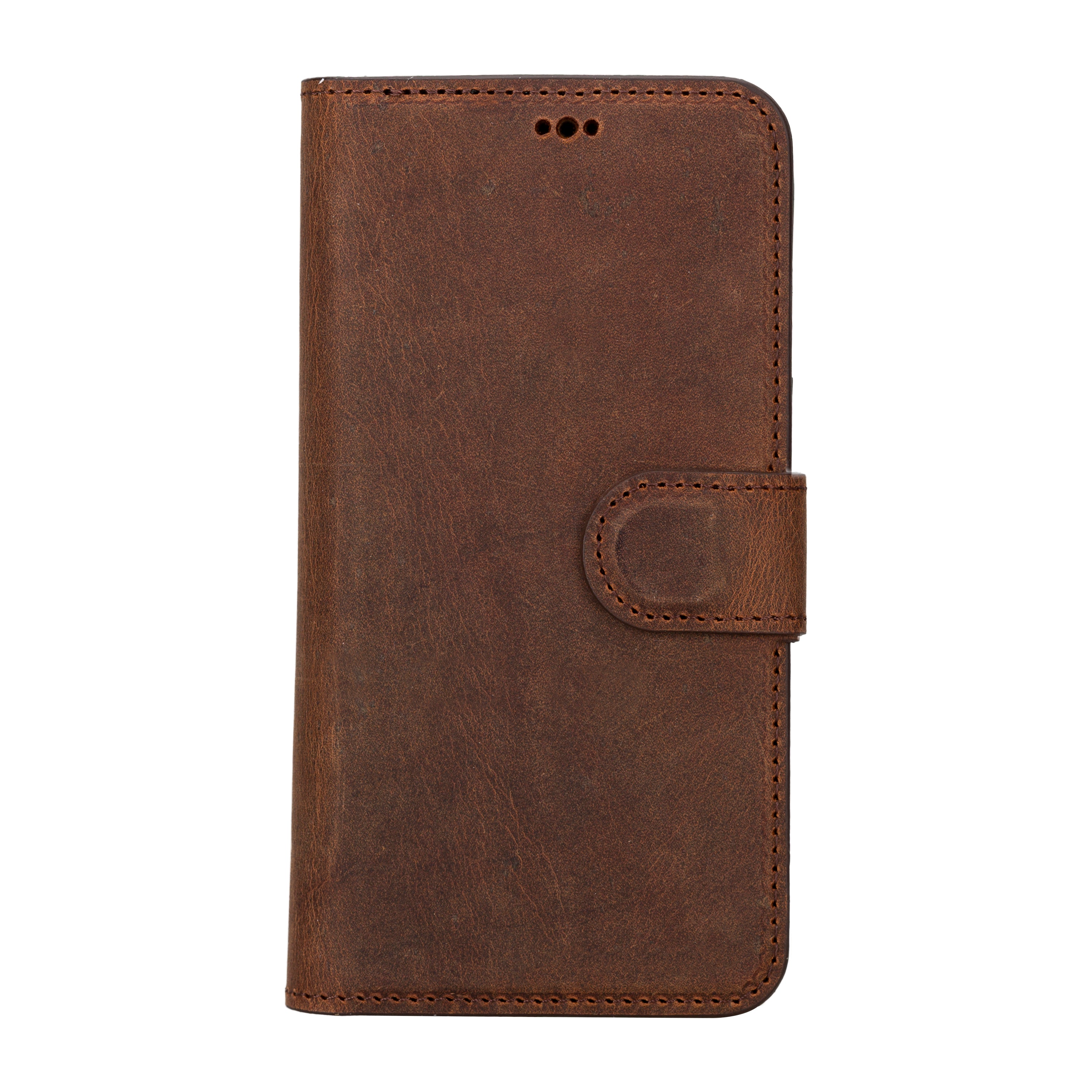 Antic Brown Leather Magnetic Case for iPhone 15 Plus (6.7")