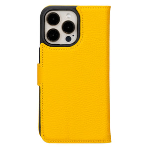 Yellow Leather Magnetic Case for iPhone 15 Pro MAX (6.7")