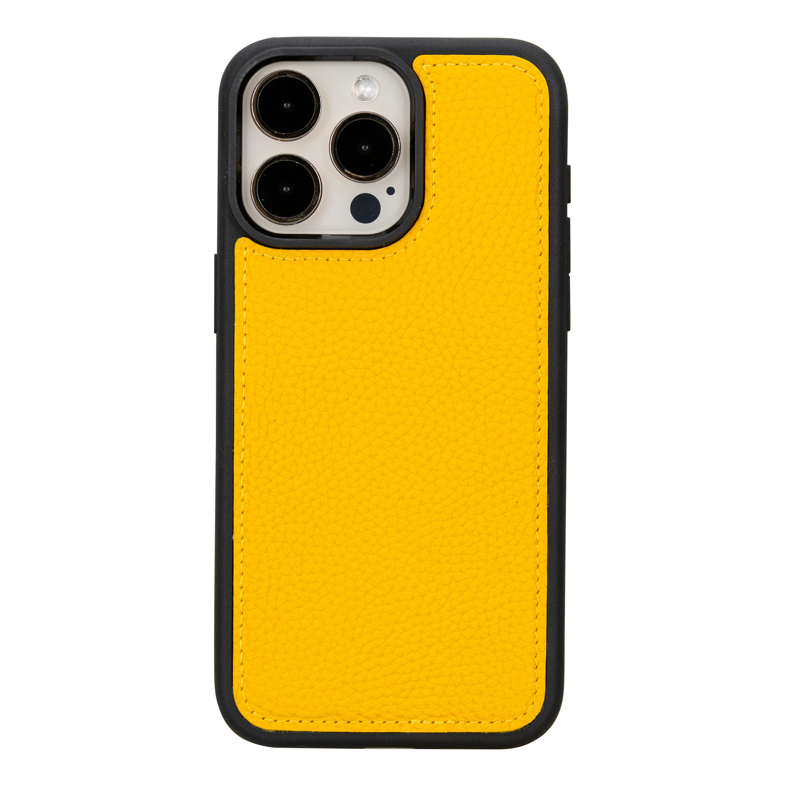 Yellow Leather Magnetic Case for iPhone 15 Pro MAX (6.7")