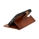 Burnished Brown Leather Magnetic Case for iPhone 15 Plus (6.7")