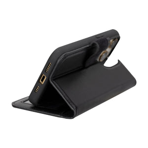 Black Leather Magnetic Case for iPhone 15 Pro (6.1")