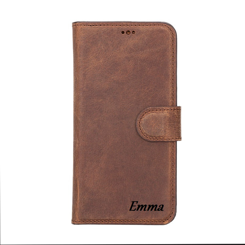 Antic Brown Leather Magnetic Case for iPhone 15 Plus (6.7")