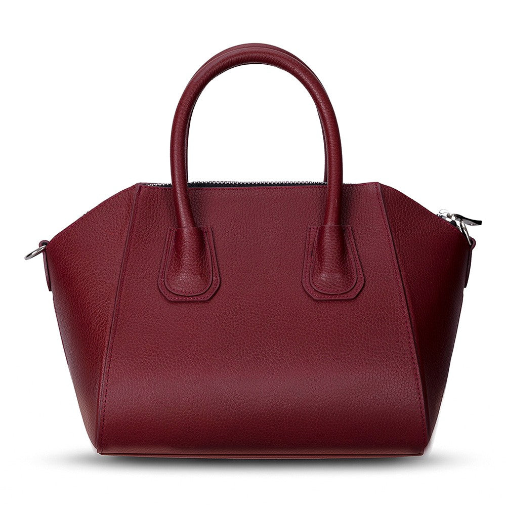 Back angle view of Alessia women's Bordeaux leather bag