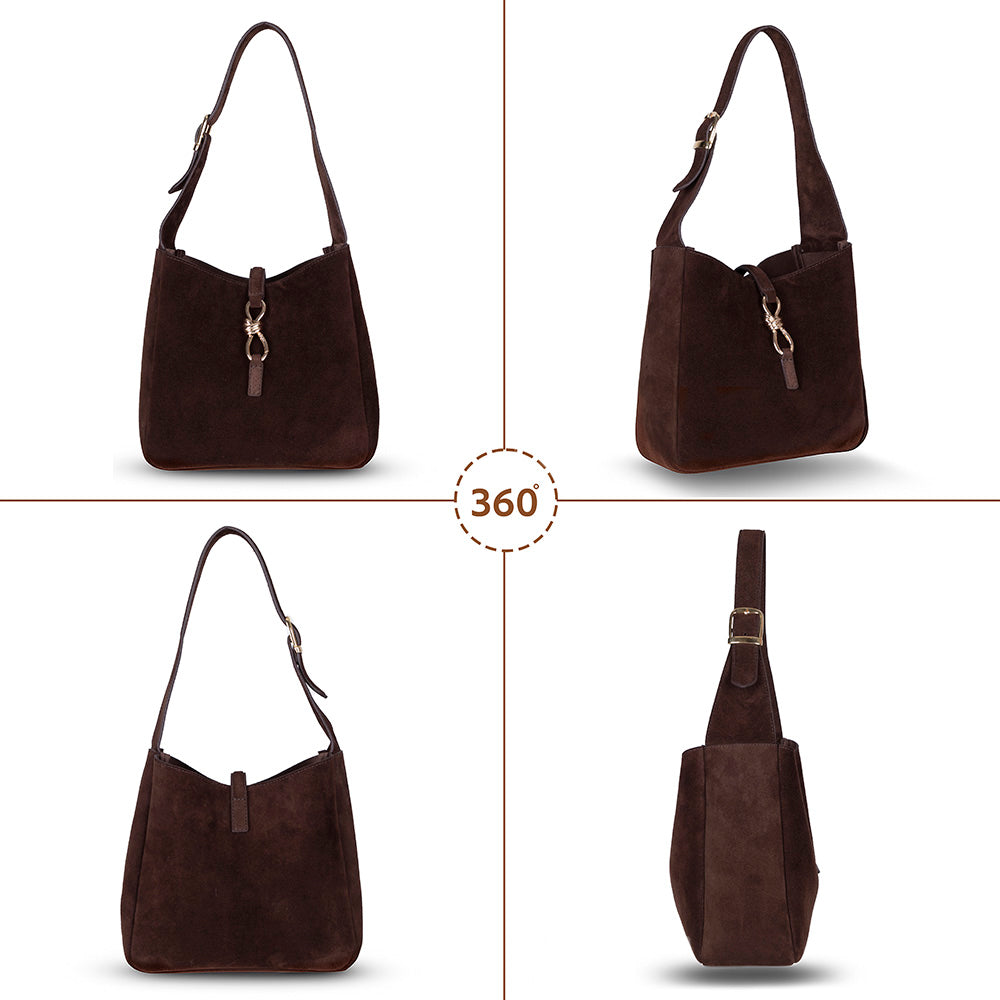 Azura Women's Leather Bag – Suede Brown | O2 Leather