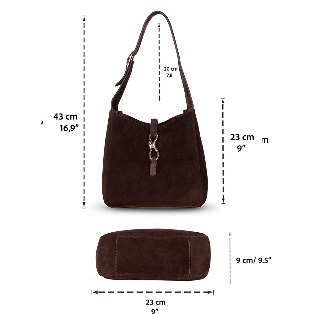 Azura Women's Leather Bag – Suede Brown | O2 Leather