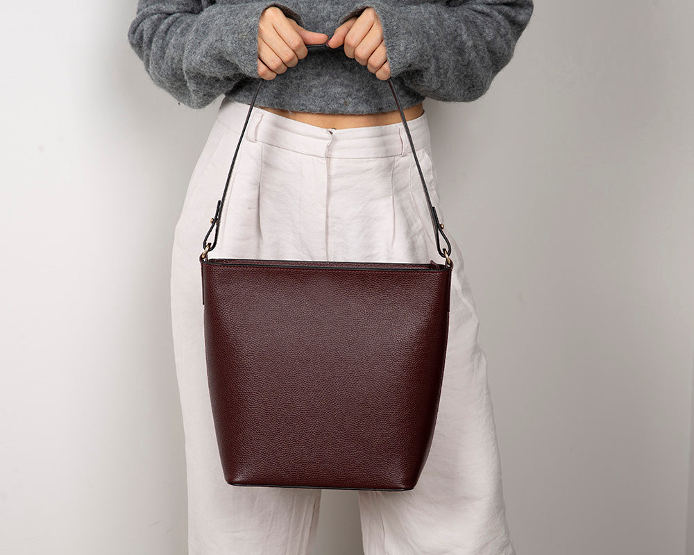Elena Women's Leather Bag - Burgundy