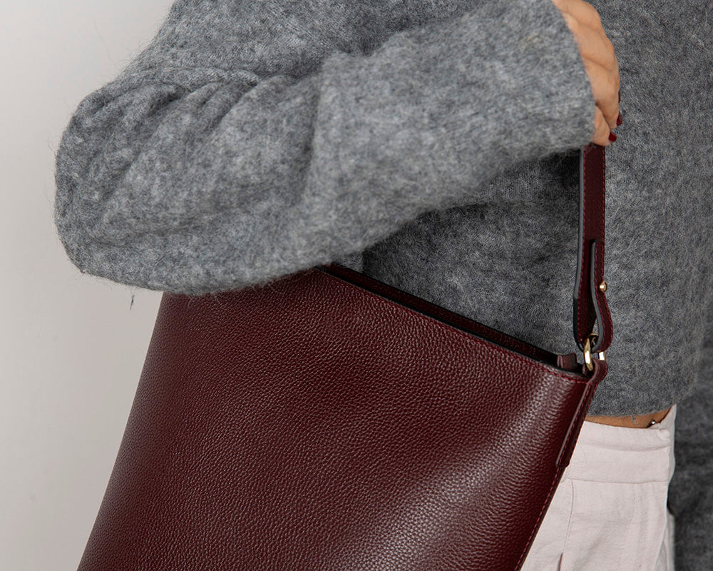 Elena Women's Leather Bag - Burgundy