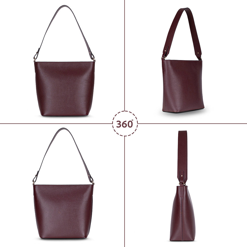 Elena Women's Leather Bag - Burgundy