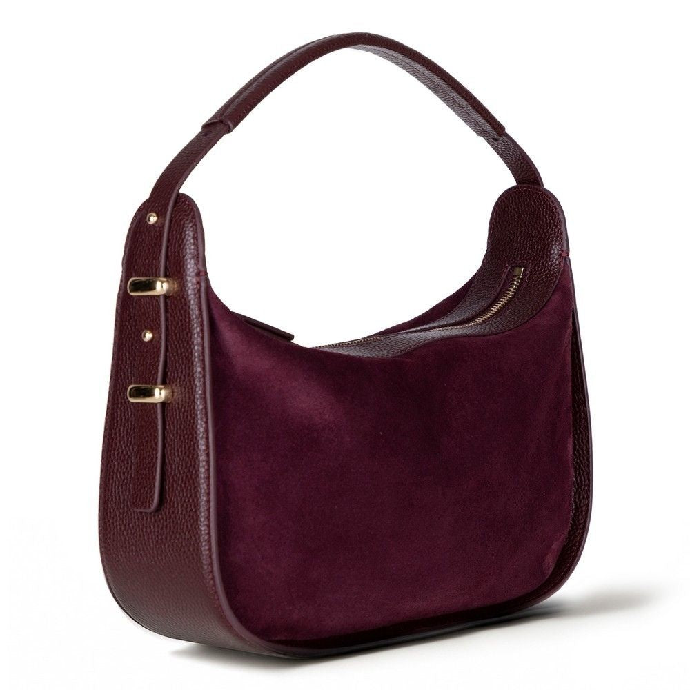 Side view of Bellara women's Burgundy leather bag