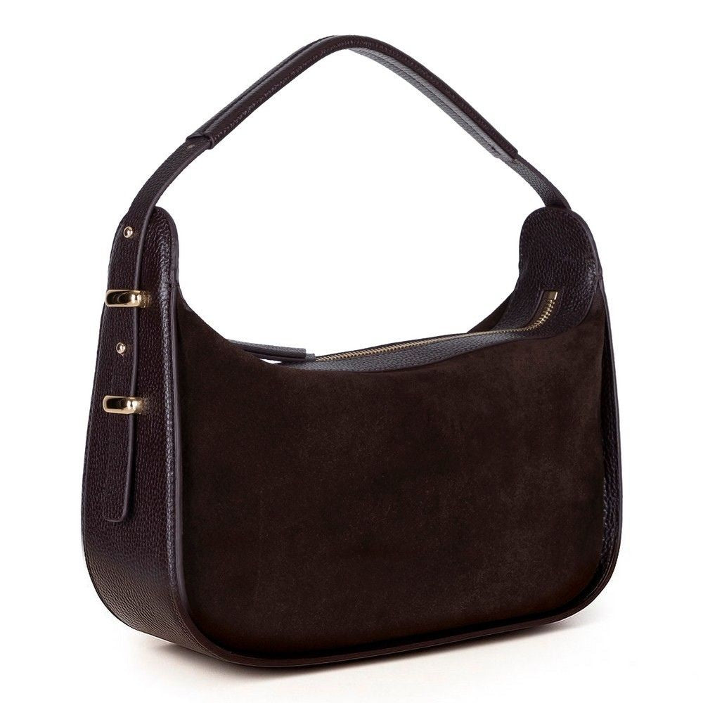 Side view of Bellara women's dark brown leather bag