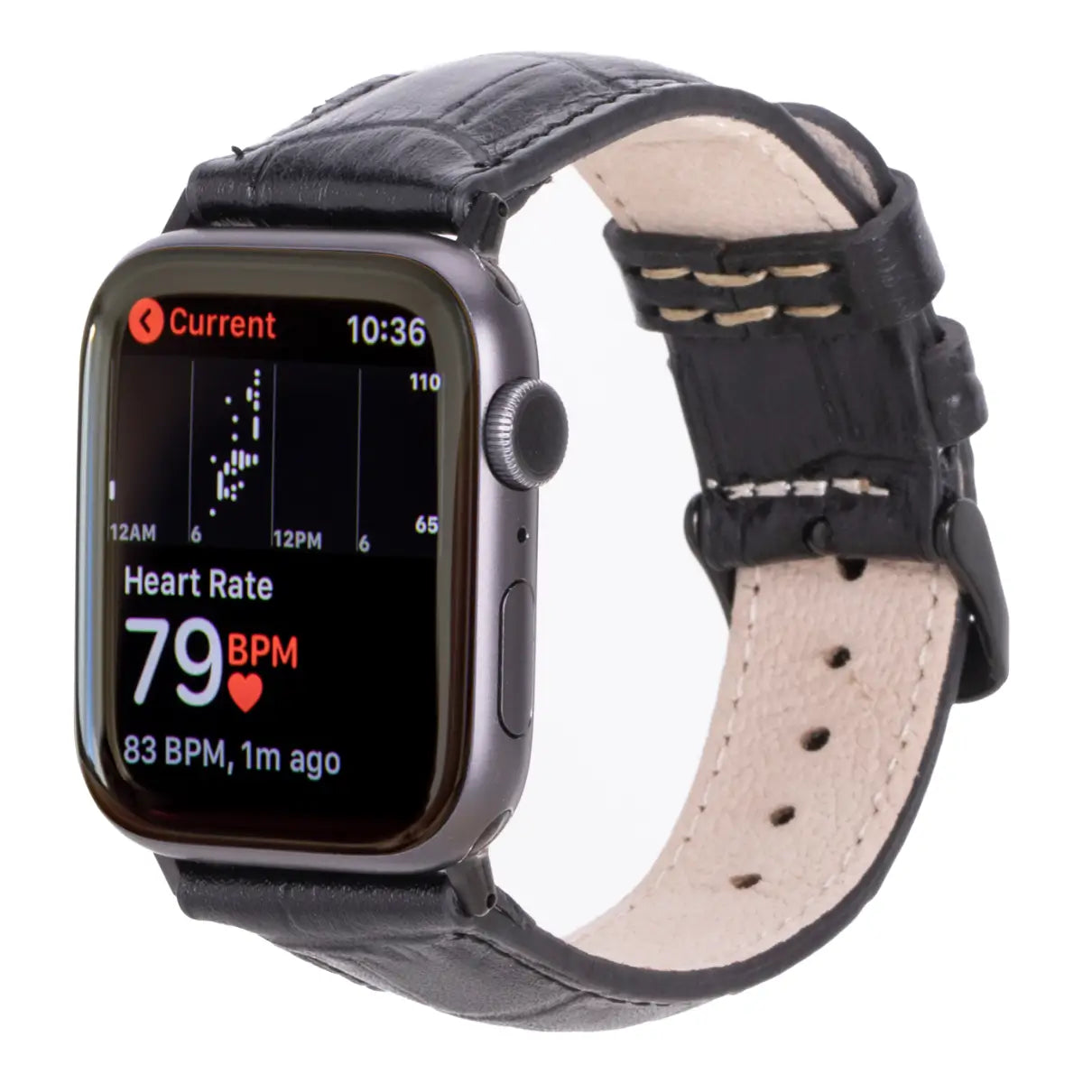 Black Croco Pattern Leather Classic Apple Watch Band 