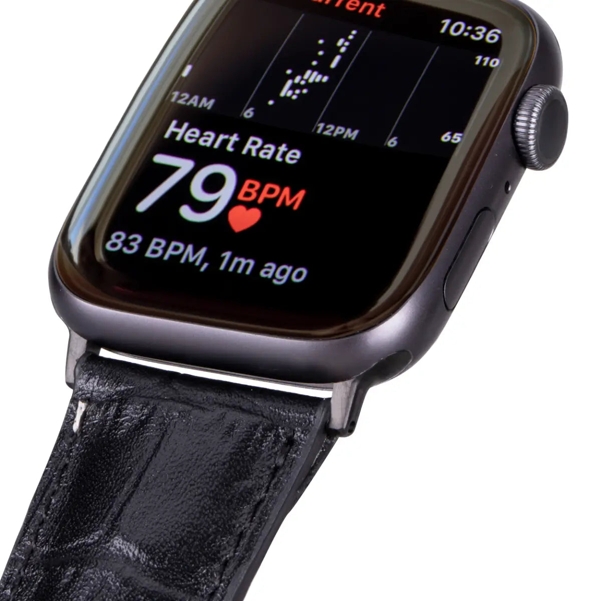 Black Croco Pattern Leather Classic Apple Watch Band 