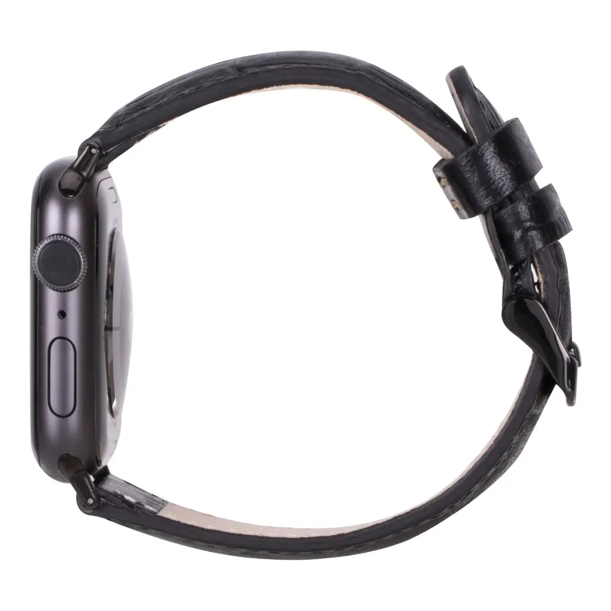 Black Croco Pattern Leather Classic Apple Watch Band 