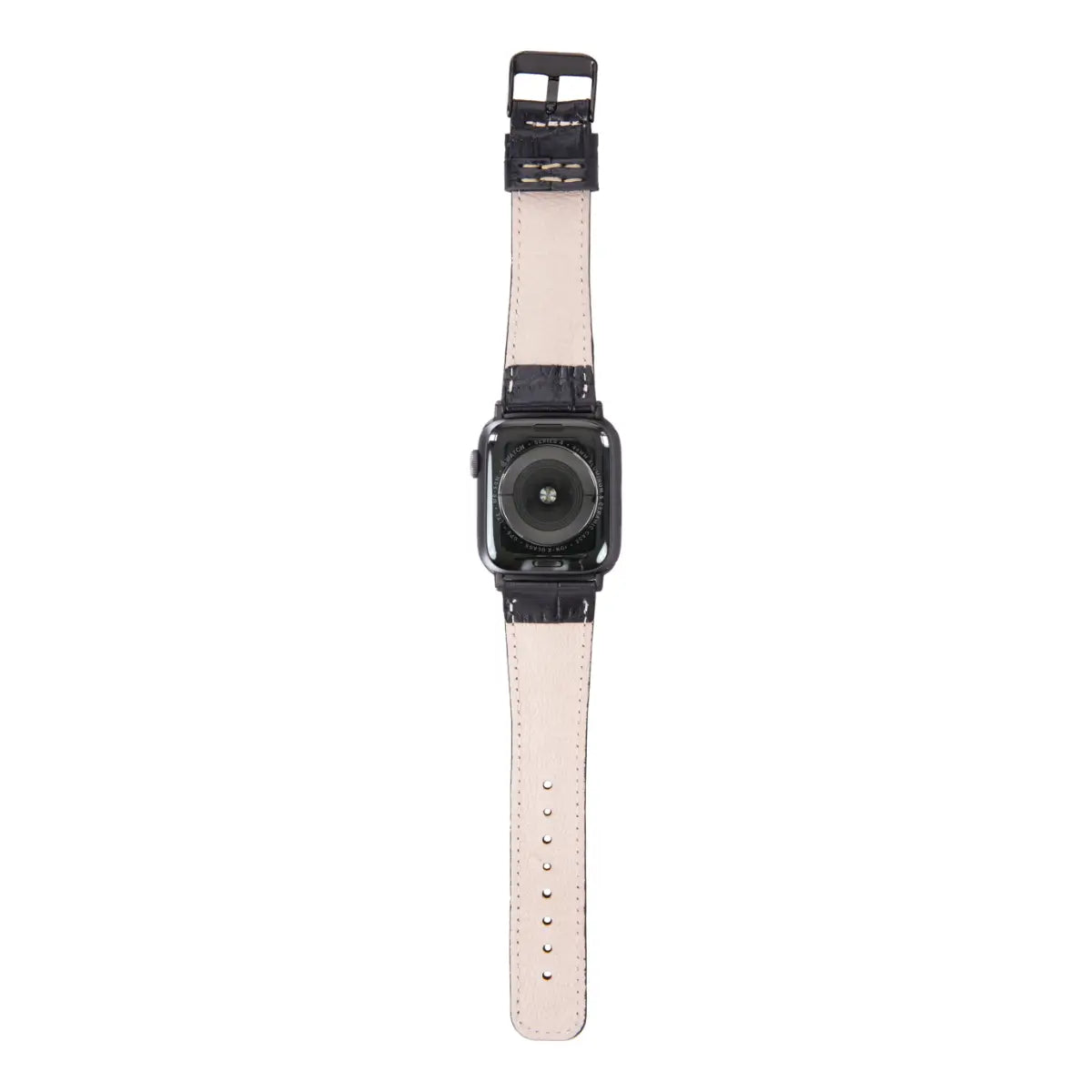Black Croco Pattern Leather Classic Apple Watch Band 