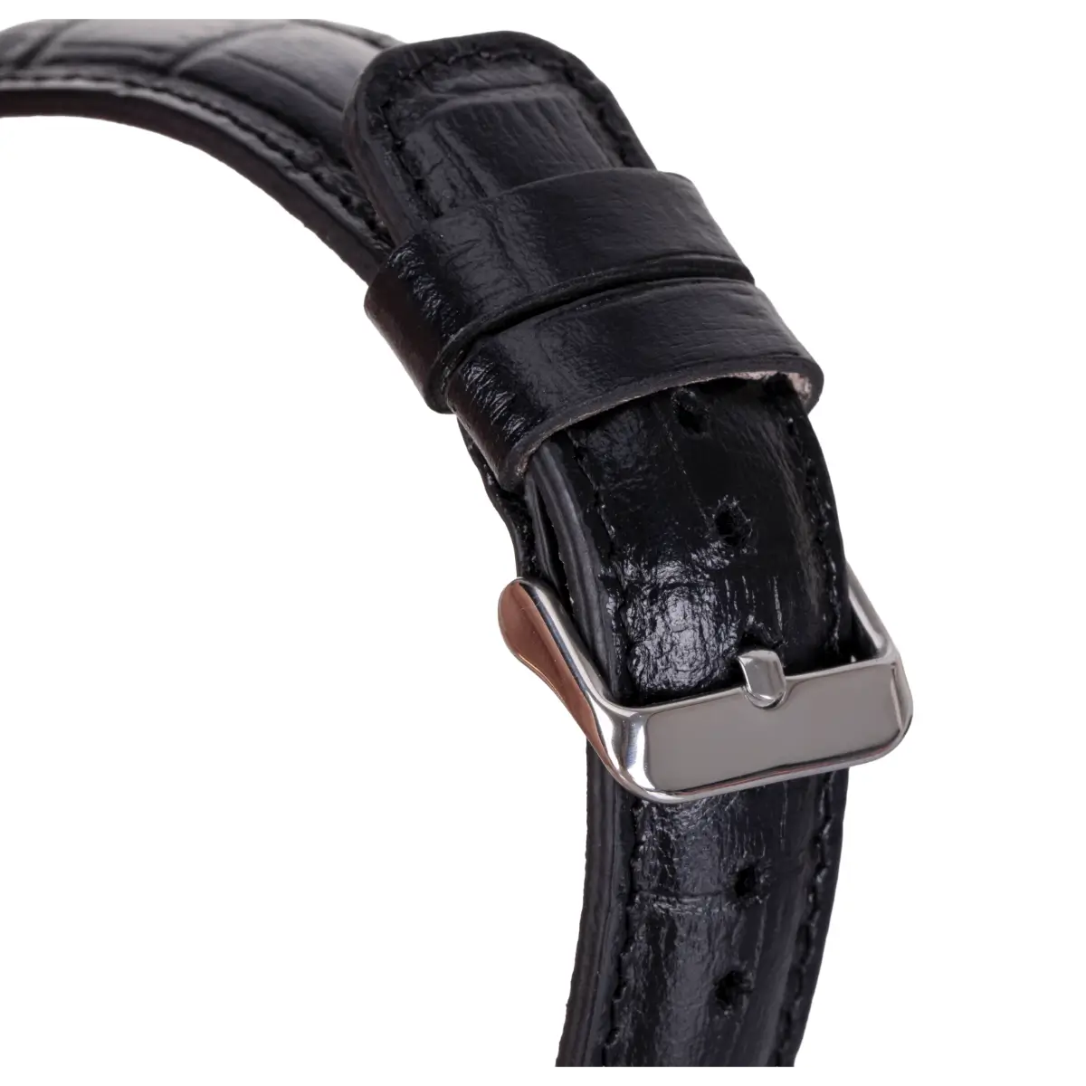 Black Croco Pattern Leather Fitbit Watch Band