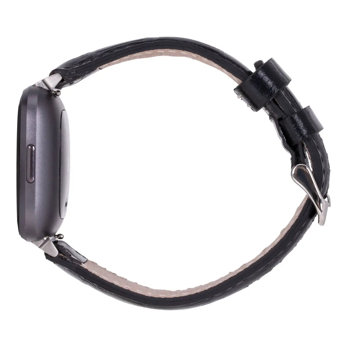 Black Croco Pattern Leather Fitbit Watch Band