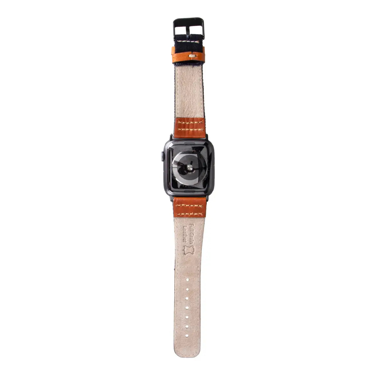 Black Denim & Brown Leather Sport Apple Watch Band