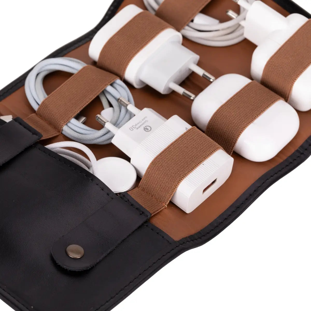 Black Leather Cable Organizer