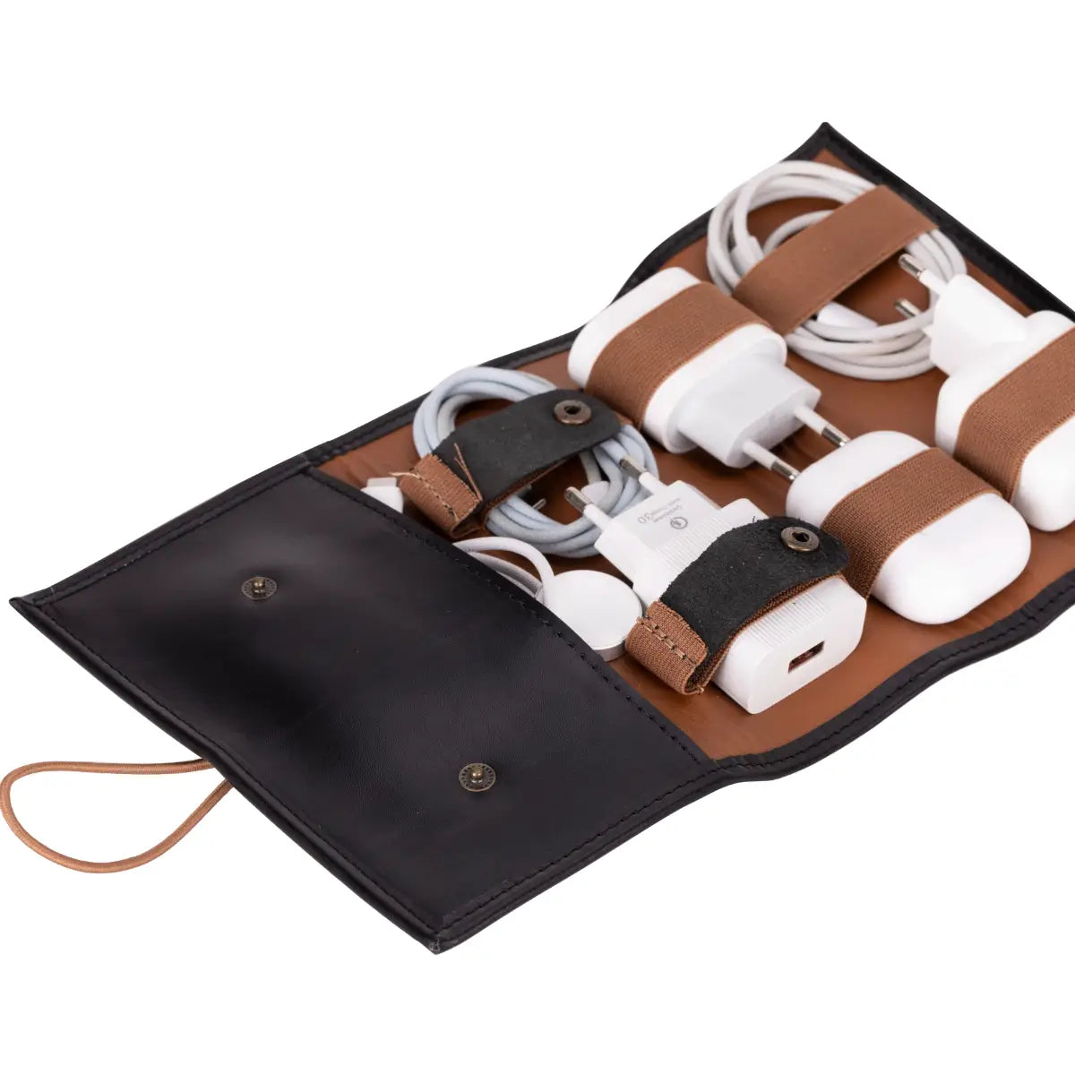 Black Leather Cable Organizer